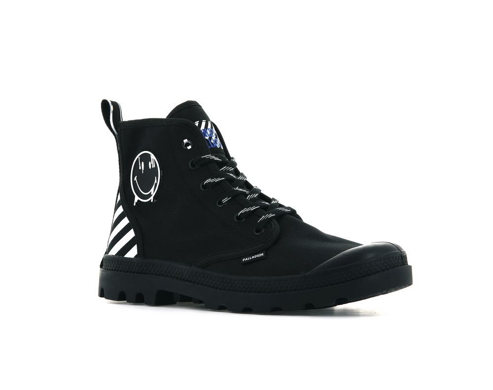 Botas Palladium PAMPA SMILEY DT Hombre Negras Blancas | Costa Rica-76325